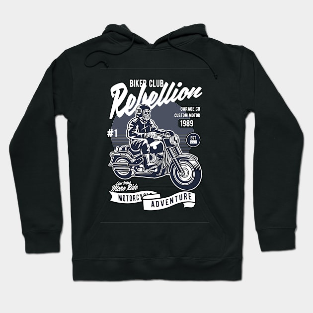 Skull Motorbiker, Vintage Retro Classic Hoodie by CoApparel